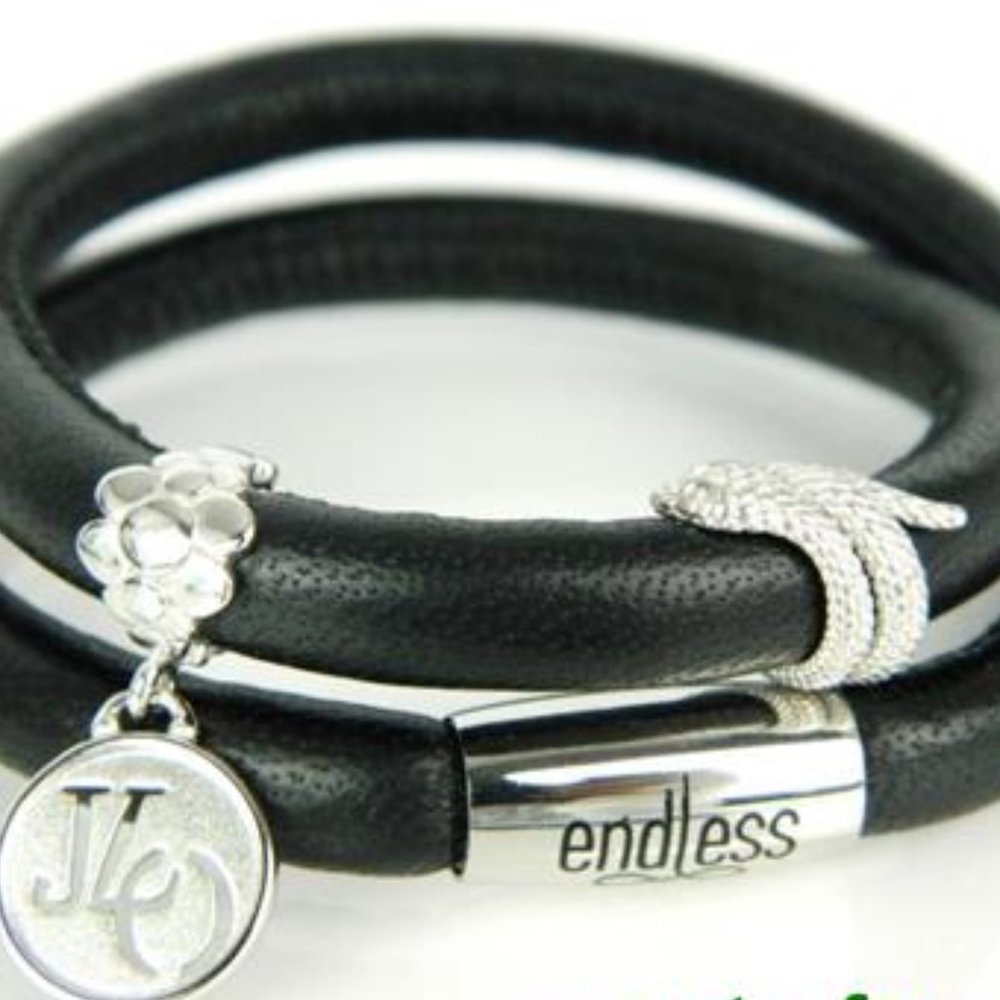 ENDLESS Black Double Sterling 2 Charm Bracelet -6"